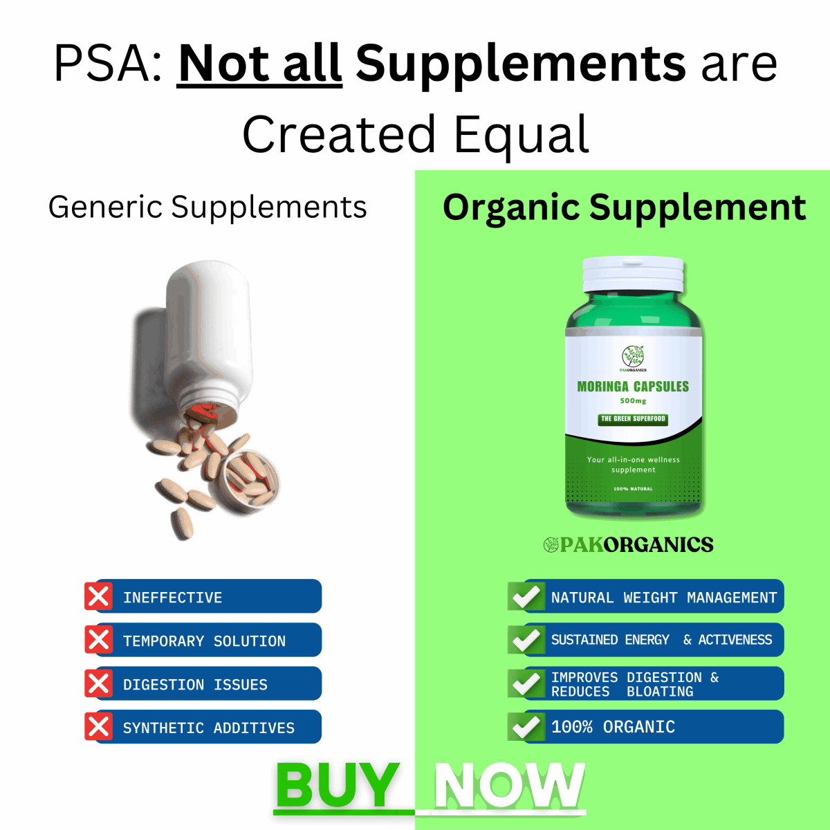 Doctor's Approved - Moringa Capsules - Now in New & Better PACKAGING - PakOrganics