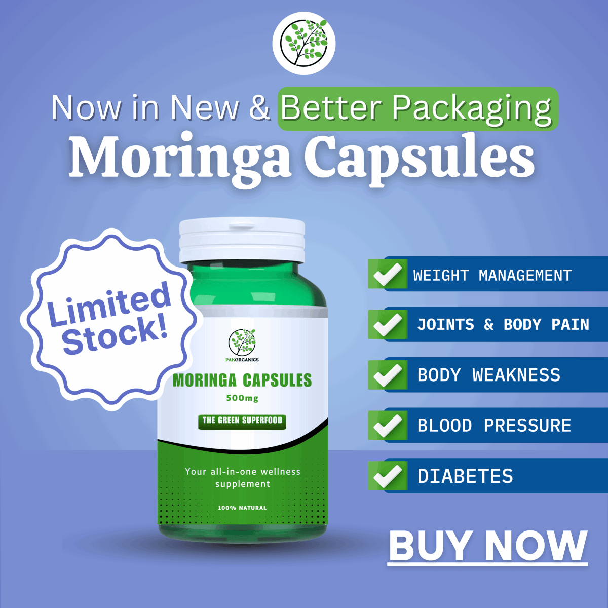 Doctor's Approved - Moringa Capsules - Now in New & Better PACKAGING - PakOrganics